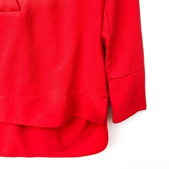 French Connection Orange Arrow Crepe Lone Sleeve V Neck Tunic Top - Picture 7 of 10